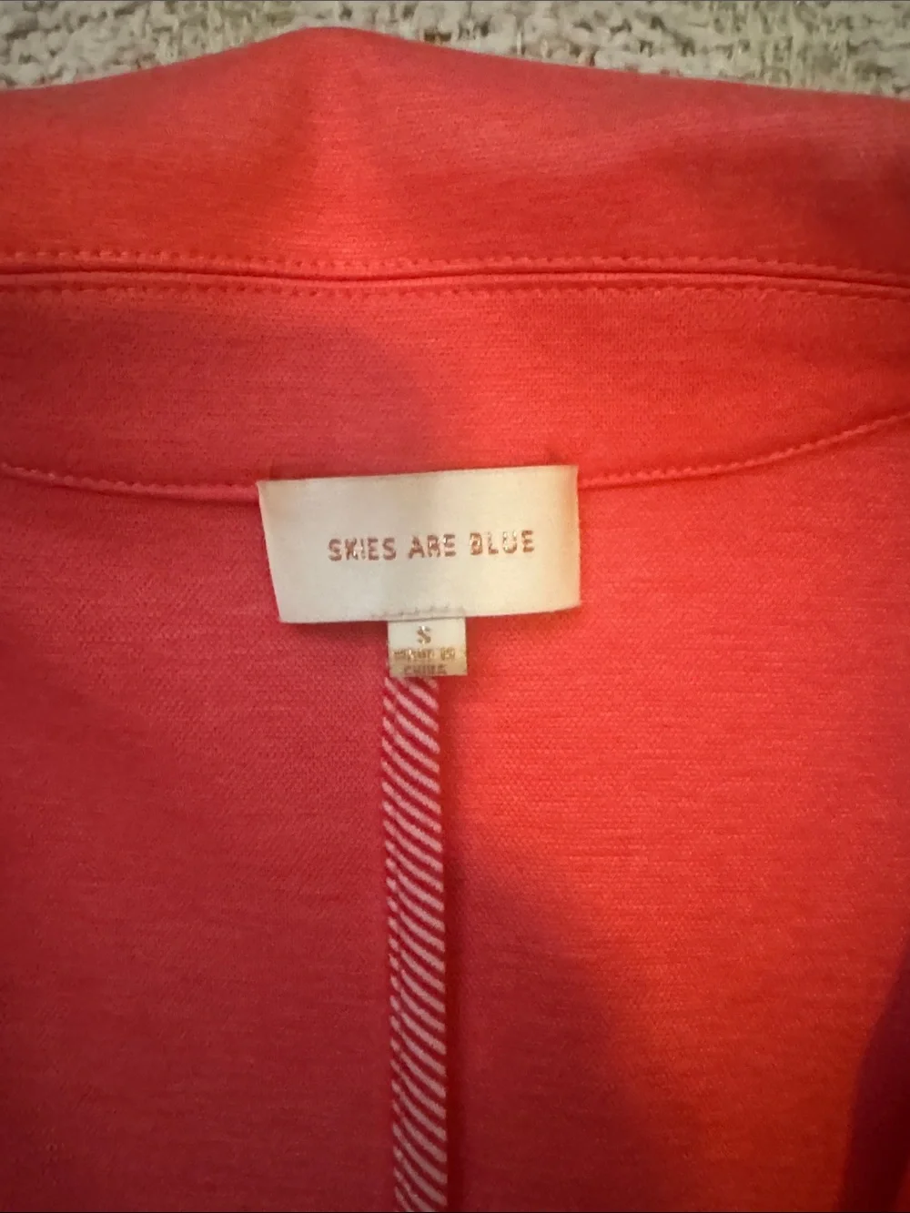 Skies Are Blue Coral Open Front Knit Blazer Ruched Sleeve Jacket Women’s Small - Picture 2 of 4